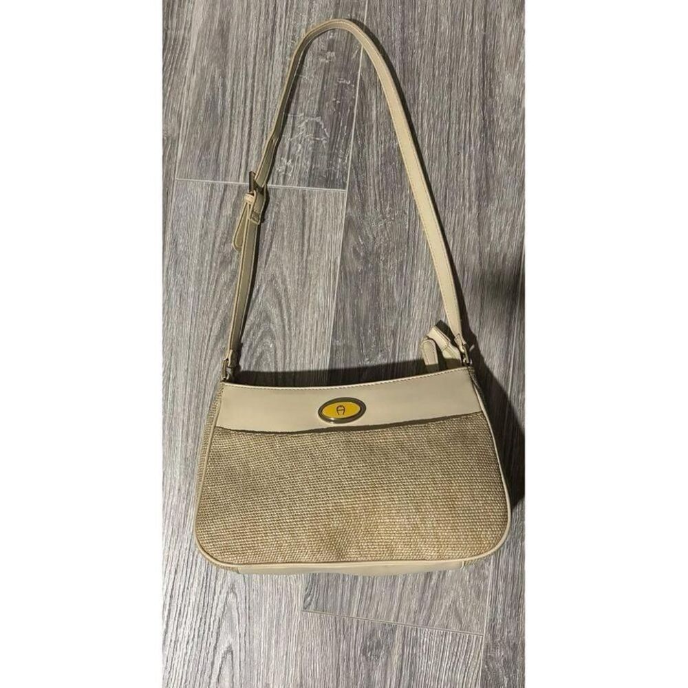 Etienne‎ Aigner jute/leather shoulder crossbody bag